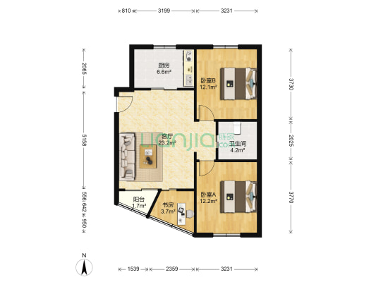 三江茗楼 3室1厅1卫 76平方