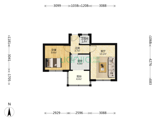 西坡东街民政楼 1室1厅1卫 43平方