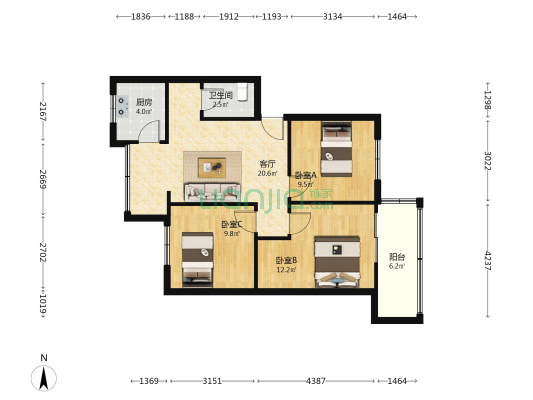 南浦路47号 3室1厅1卫 77平方