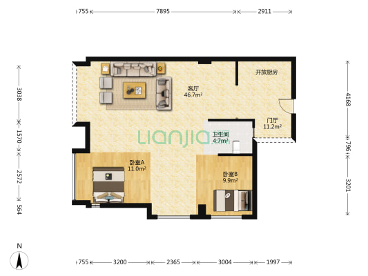 时代广场(新津) 2室1厅1卫 89平方