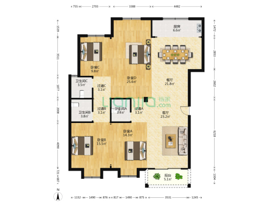 卜振路55号 4室2厅3卫 162平方