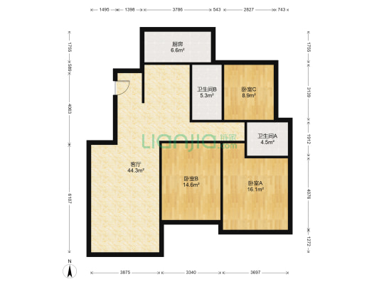 大发宜景城一期 3室1厅2卫 133平方