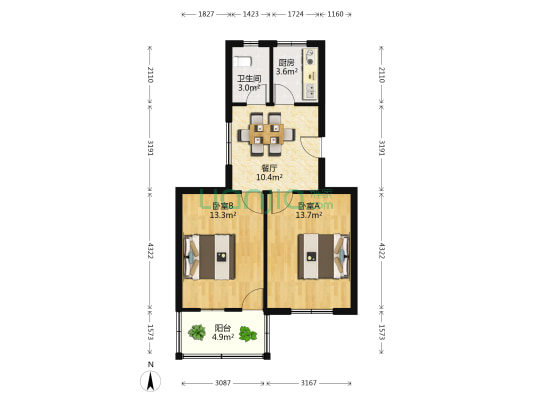 子恺东路 2室1厅1卫 61平方