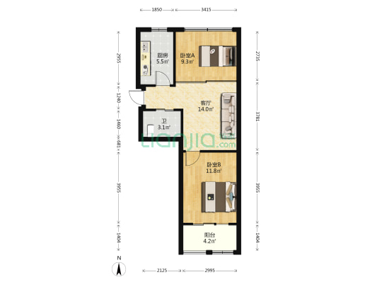 清惠家园 2室1厅1卫 60平方