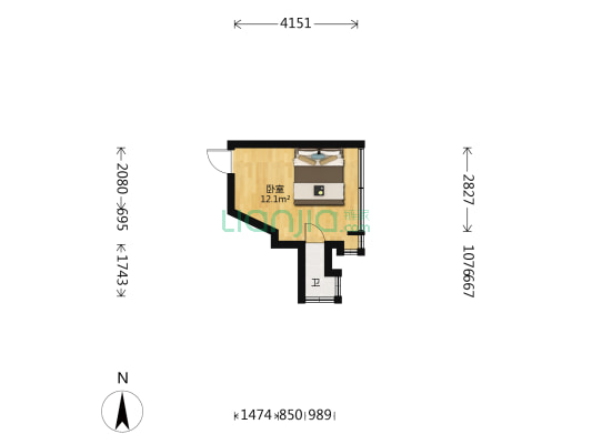 东立大厦 1室0厅1卫 77平方