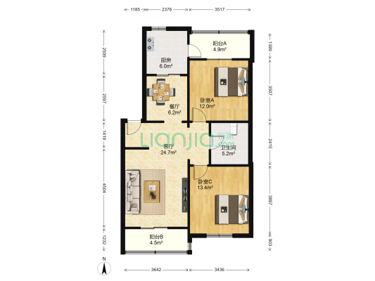 绮华里 2室2厅1卫 96平方