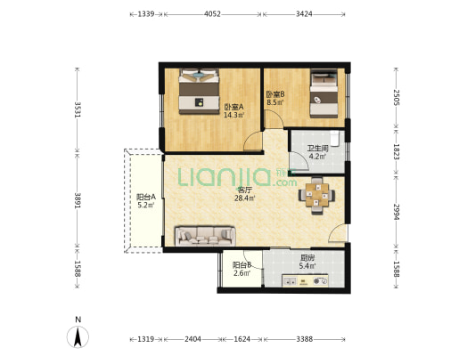 怡康花园 2室1厅1卫 92平方