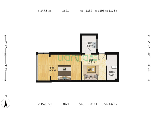 青羊上街398号 1室1厅1卫 40平方