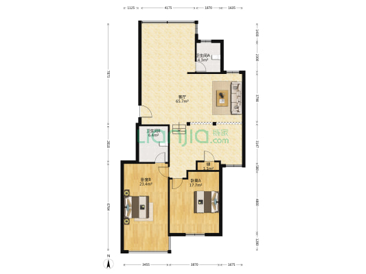 正阳大厦 2室1厅2卫 149平方