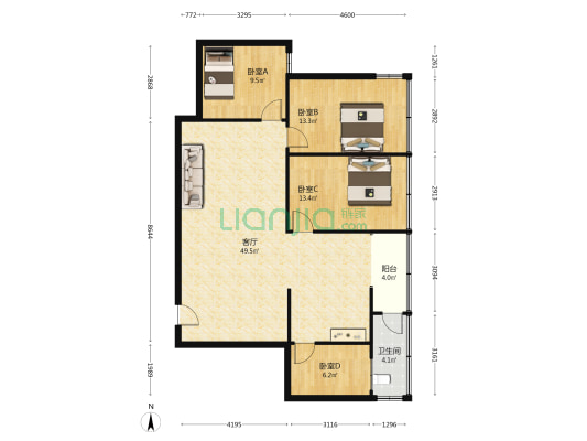 香子园路 4室1厅1卫 108平方