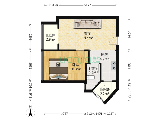 泊林 1室1厅1卫 45平方