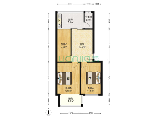 惠普印染厂二家属院 3室1厅1卫 70平方