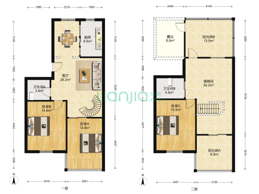 水香公寓 3室1厅2卫 125平方