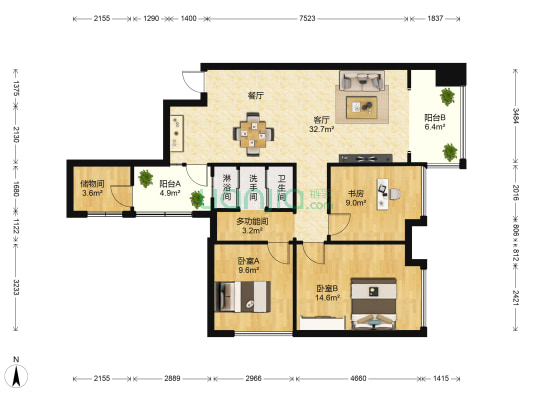 保利中央海岸 4室1厅3卫 101平方