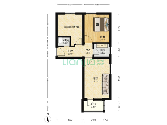 北关大街 1室1厅1卫 58平方