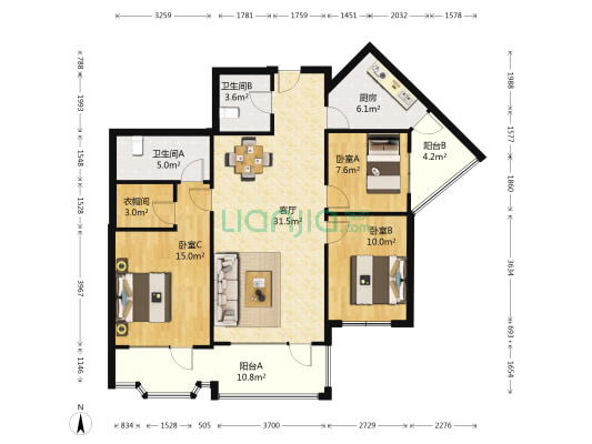 海悦山 3室1厅2卫 112平方
