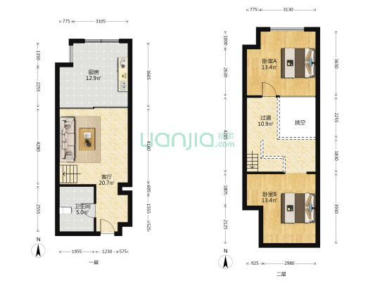 市区loft户型 大挑空 落地窗 配套成熟 德信公园旁-户型图