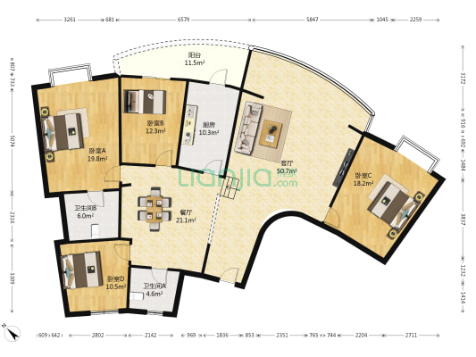 五丁苑 4室2厅2卫 203平方