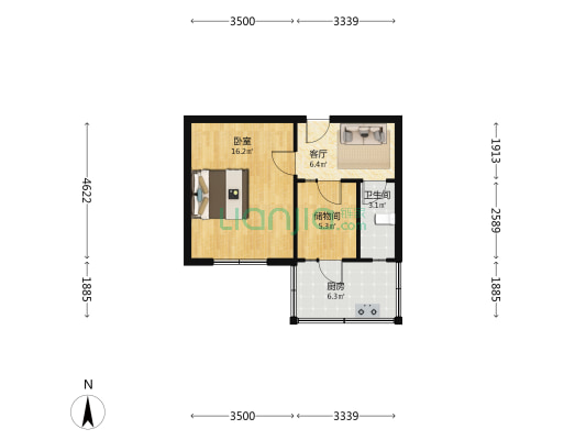 省医药管理局 1室1厅1卫 42平方