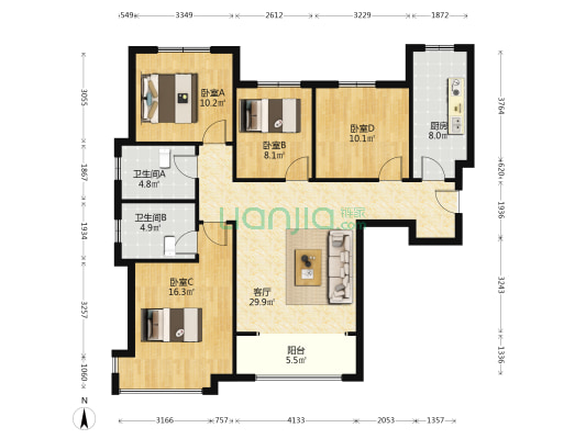 满二税少，中低楼层，采光充足，配套齐全，交通便利-户型图