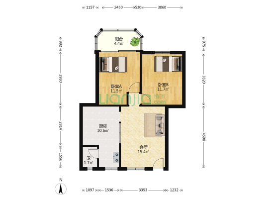 建国路29号 2室1厅1卫 80平方