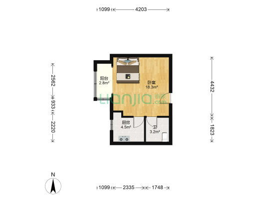 先锋家园 1室0厅1卫 41平方