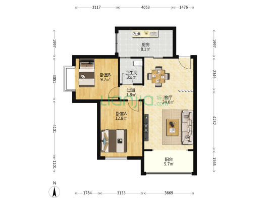 翠湖澜郡 2室1厅1卫 81平方