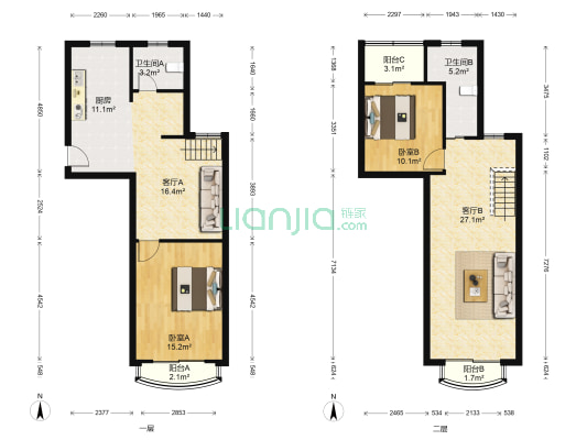 通联苑 2室2厅2卫 113平方