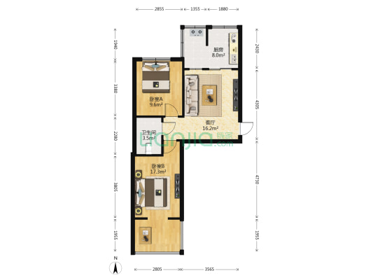 紫竹园 2室1厅1卫 71平方