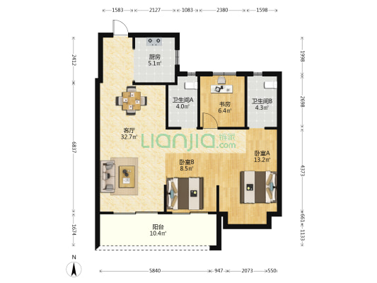 绿城金茂·凤悦印湖 3室1厅2卫 109平方