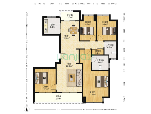 兰园 4室2厅2卫 143平方