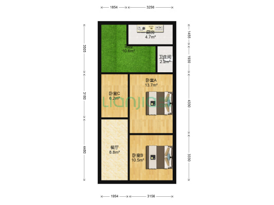 玉琳路6号 3室1厅1卫 56平方