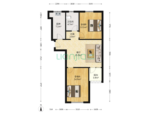 秀水山庄 2室1厅1卫 89平方