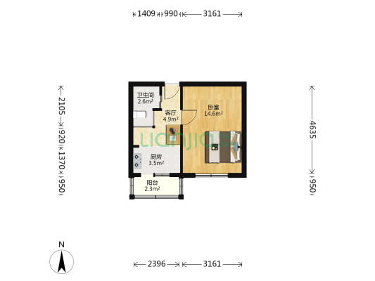 延静里中街 1室1厅1卫 37平方
