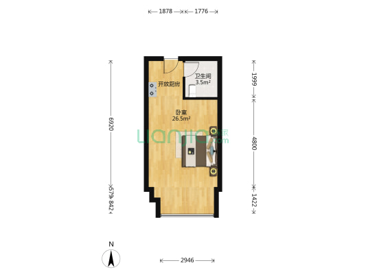 美的美澜园 1室0厅1卫 47平方