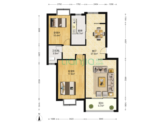 翠屏清华园 2室1厅1卫 98平方