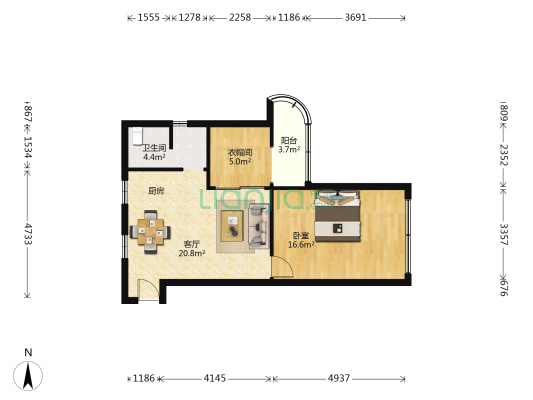 协昌小区 1室1厅1卫 74平方