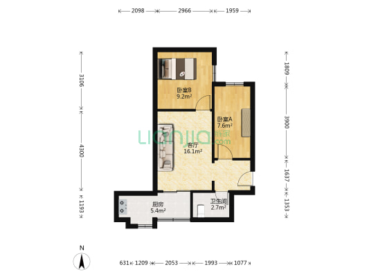 新都巷社区 2室1厅1卫 49平方
