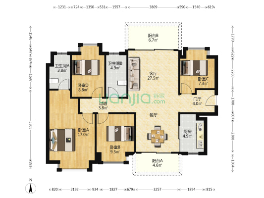 珑远翠珑湾 4室1厅2卫 125平方