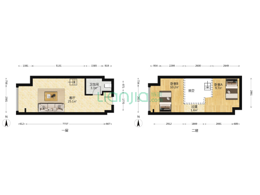 蓝光·西环里 2室1厅1卫 44平方