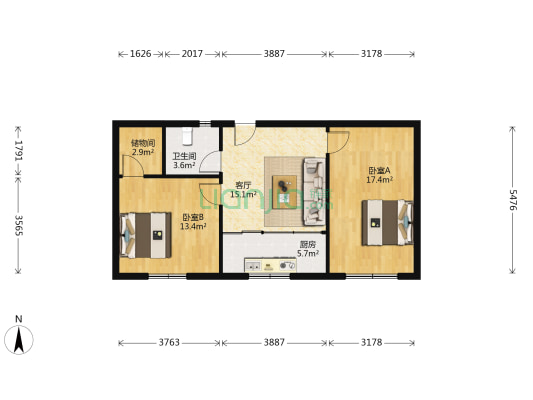 華清池家属院 2室1厅1卫 71平方