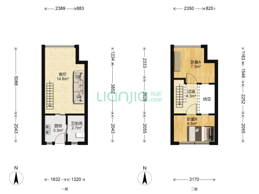 华创云轩 2室1厅1卫 32平方