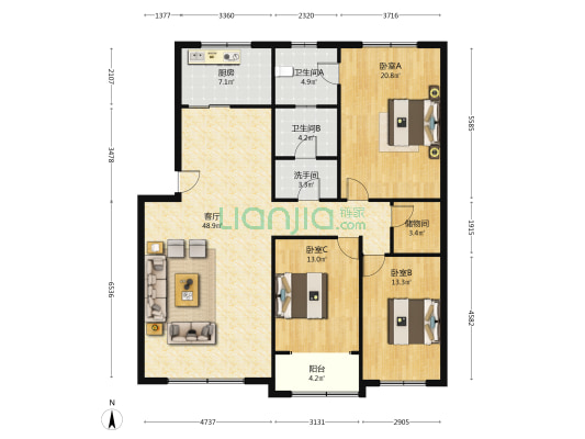 金龙巷55号 3室1厅3卫 141平方