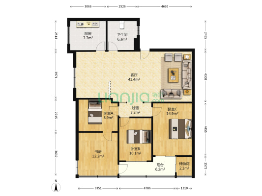 仁硚新村 4室1厅1卫 135平方
