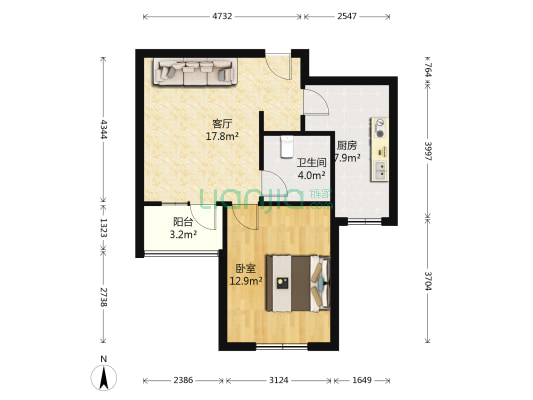 丹霞园 1室1厅1卫 65平方