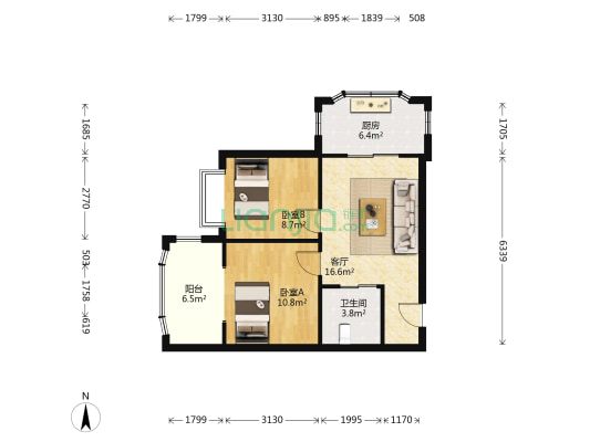 众益家园 2室1厅1卫 66平方