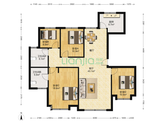 三庆汇德公馆 4室1厅2卫 142平方