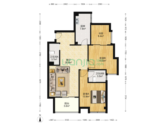 铸信境界 3室1厅2卫 89平方
