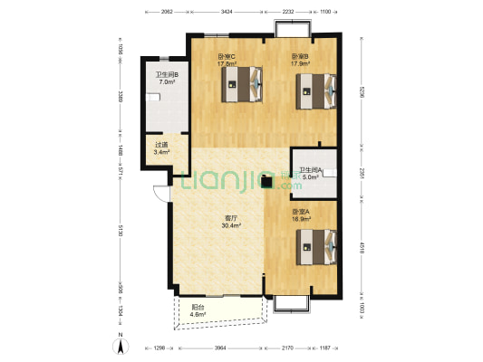 兴都路 3室1厅2卫 120平方
