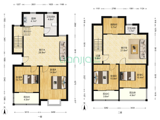太阳花园 4室2厅2卫 122平方